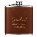 Personalized Leather Flask 6 oz – Engraved Groomsmen Gift