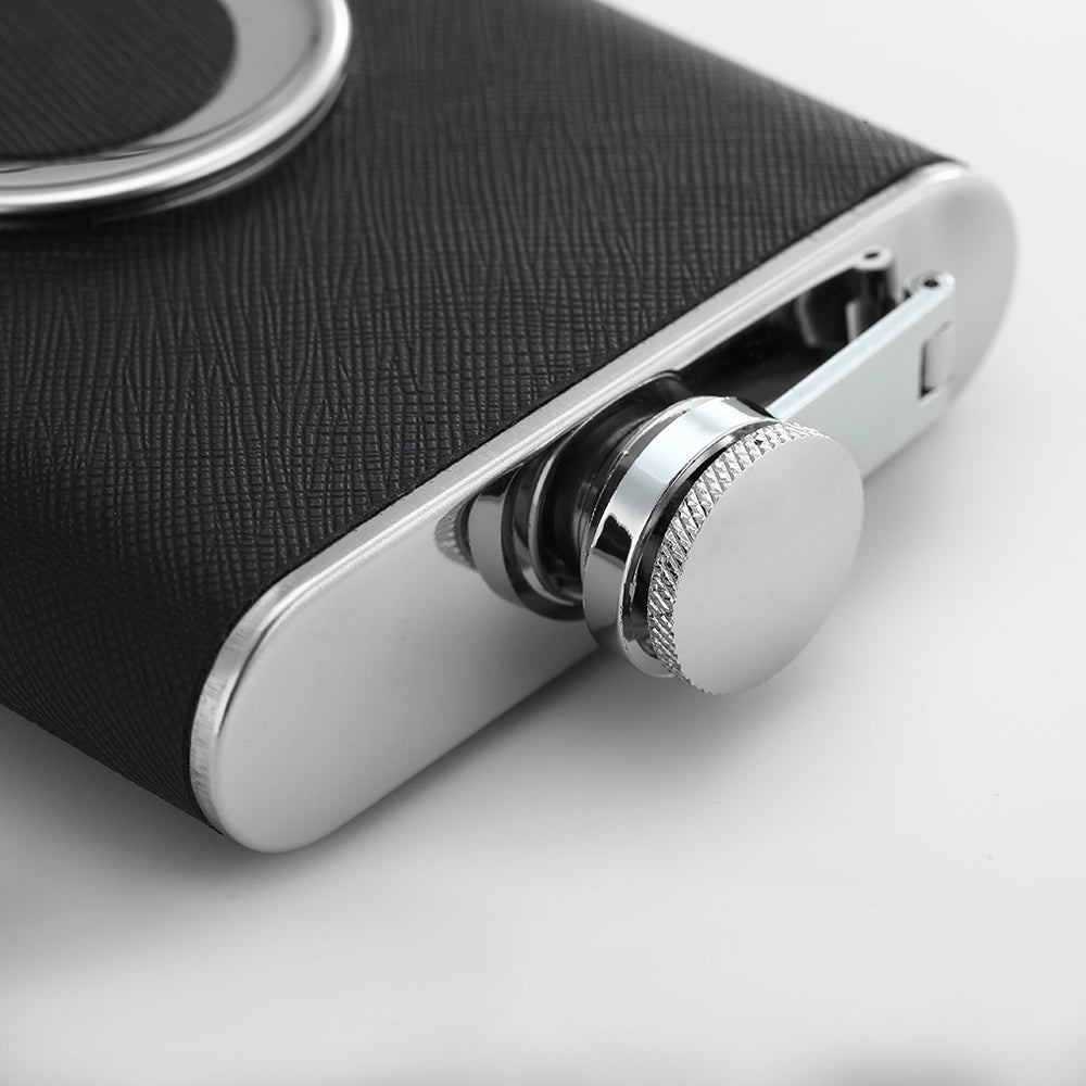 Hip Flask with Collapsible Shot Cup – Stainless Steel Liquor Flask for Men with Funnel