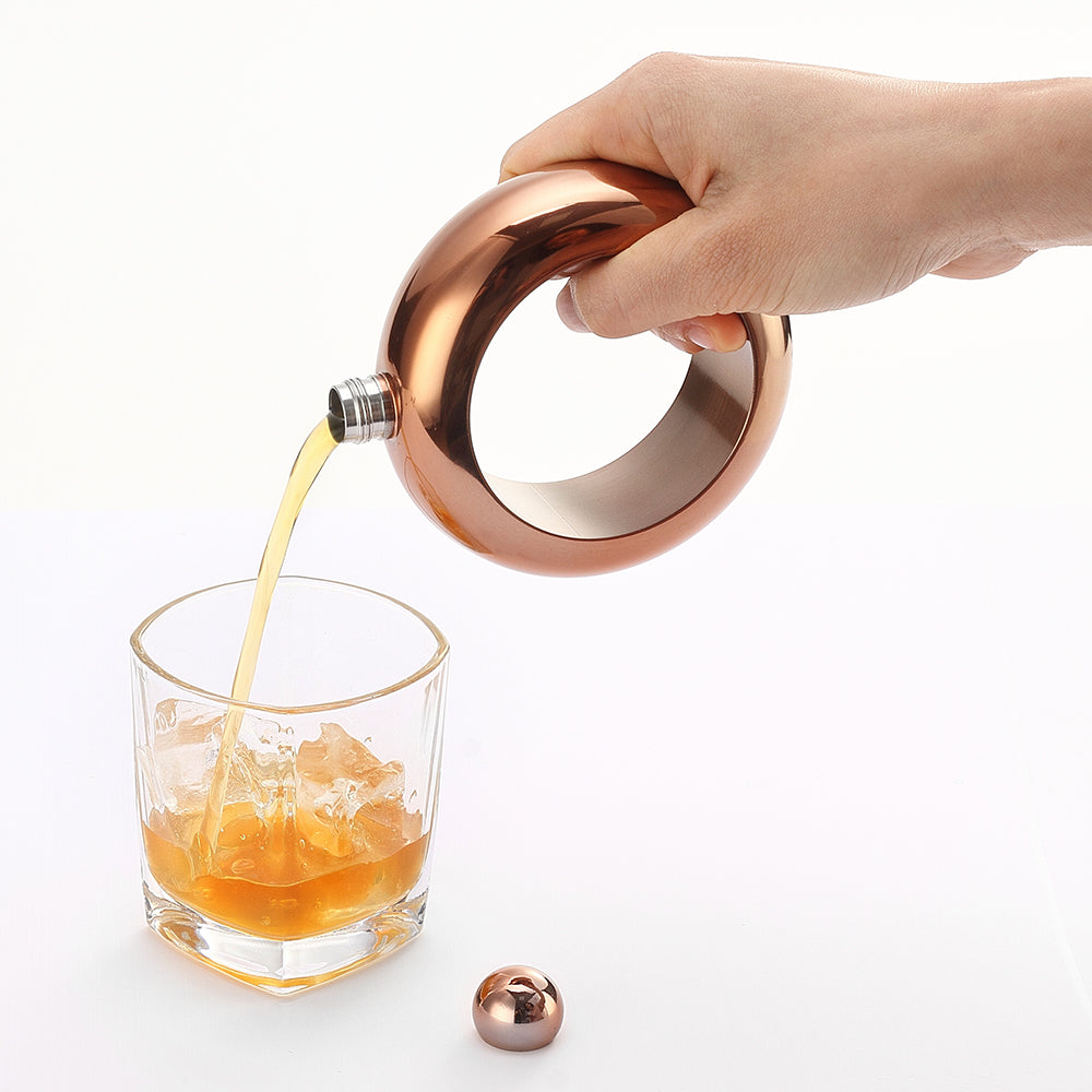 Bracelet Flask for Women – Rose Gold & Silver Bangle Hip Flask with Funnel