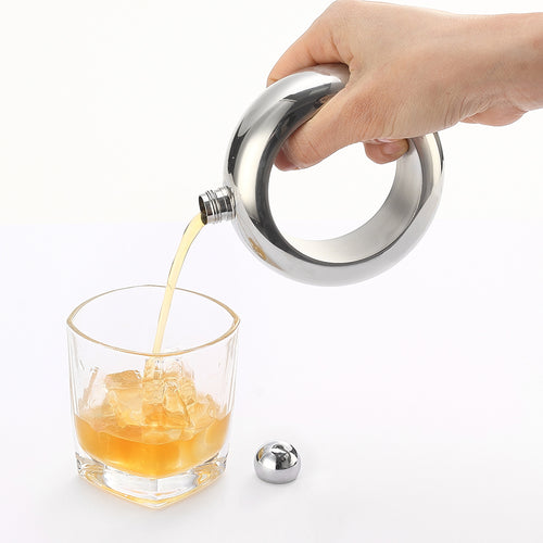 Bracelet Flask for Women – Rose Gold & Silver Bangle Hip Flask with Funnel