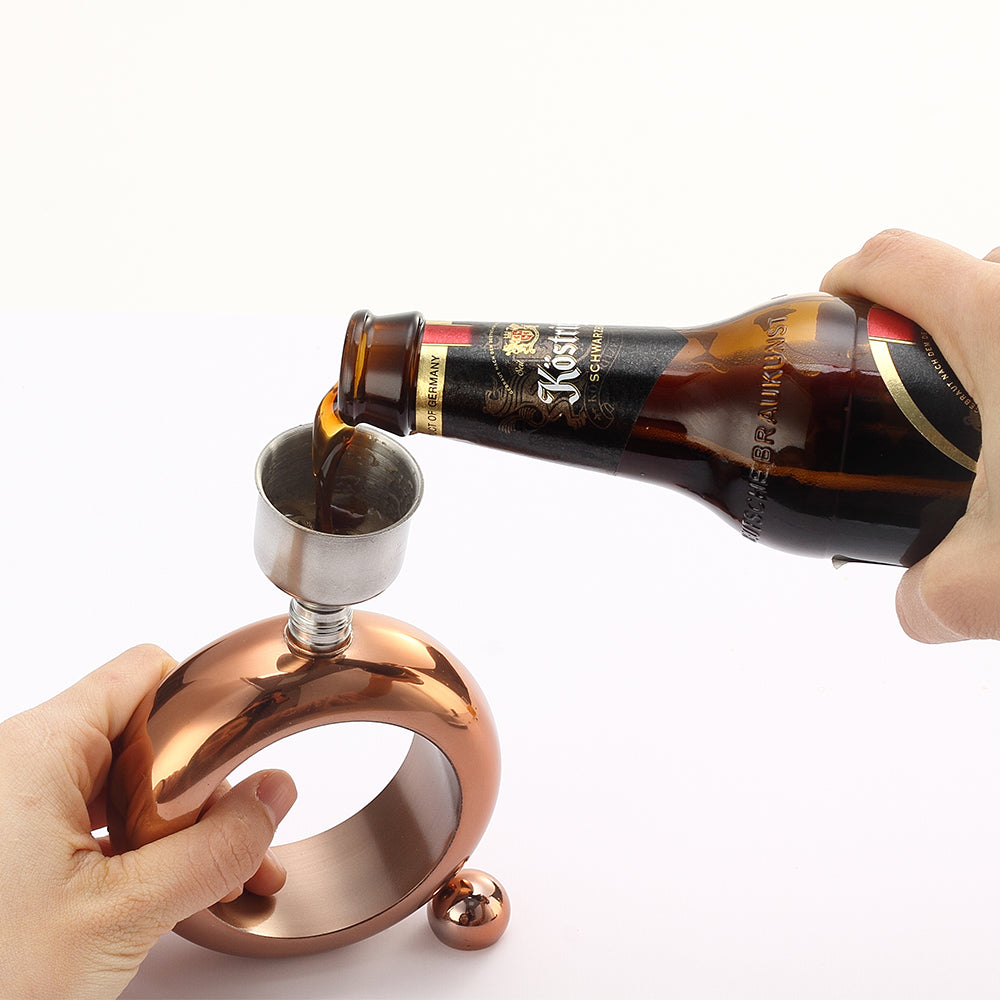Bracelet Flask for Women – Rose Gold & Silver Bangle Hip Flask with Funnel