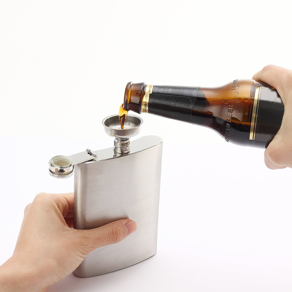 Hip Flask for Liquor with Funnel – 6 oz, 8 oz & 12 oz Stainless Steel Flask in Silver, Pink, Black & Lavender
