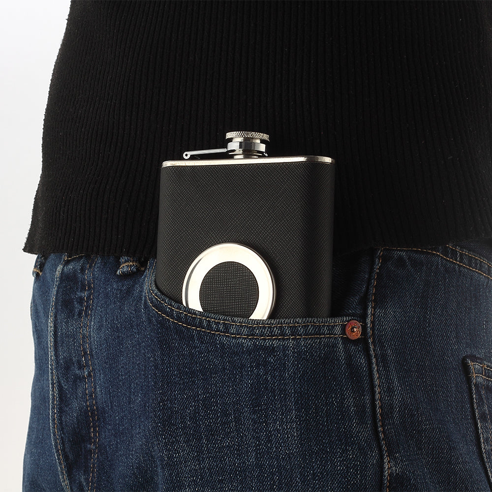 Hip Flask with Collapsible Shot Cup – Stainless Steel Liquor Flask for Men with Funnel