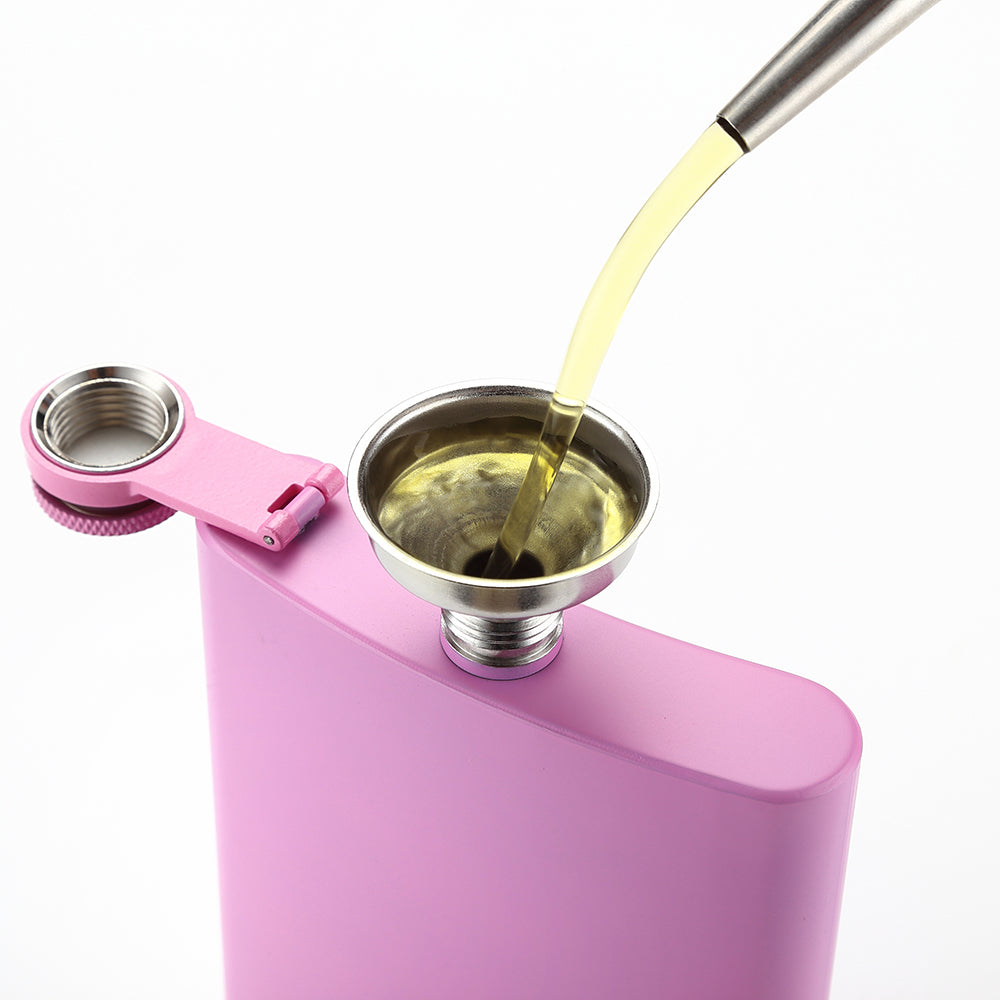 Hip Flask for Liquor with Funnel – 6 oz, 8 oz & 12 oz Stainless Steel Flask in Silver, Pink, Black & Lavender