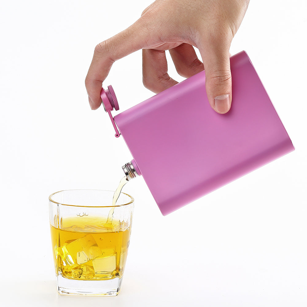 Hip Flask for Liquor with Funnel – 6 oz, 8 oz & 12 oz Stainless Steel Flask in Silver, Pink, Black & Lavender