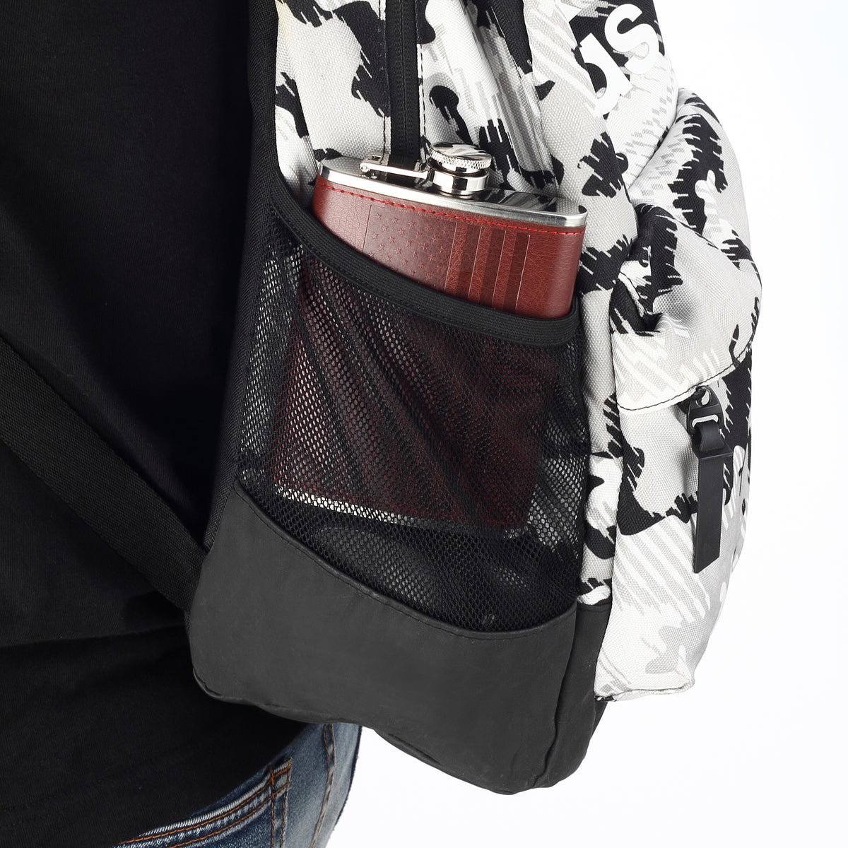 USA Flag Leather Hip Flask with Funnel & Optional 2 Cups – Patriotic Gift for Veterans & Dad
