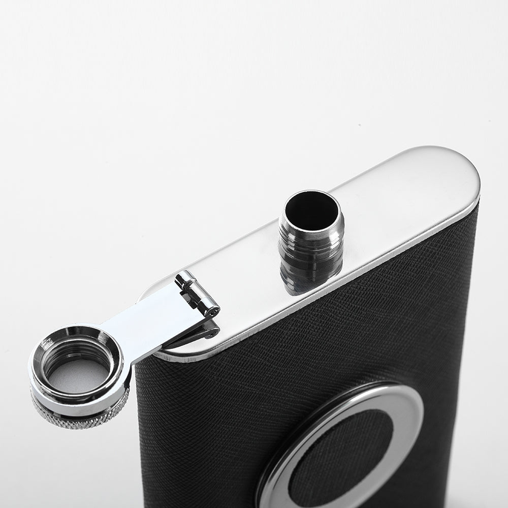 Hip Flask with Collapsible Shot Cup – Stainless Steel Liquor Flask for Men with Funnel