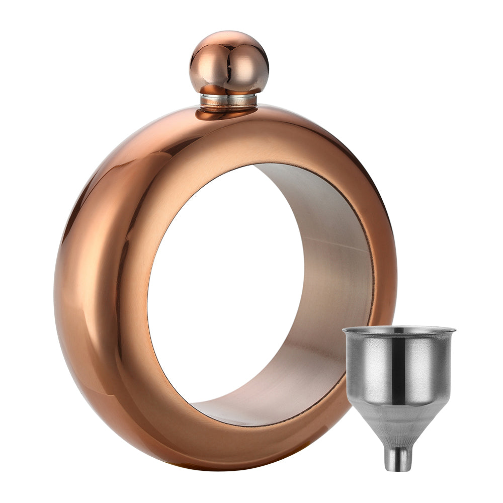 Bracelet Flask for Women – Rose Gold & Silver Bangle Hip Flask with Funnel